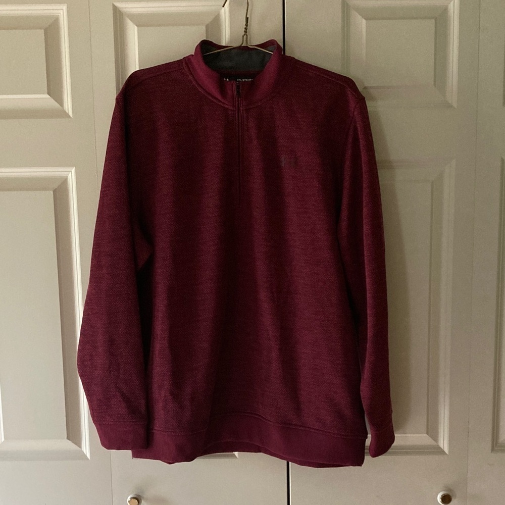 Under Armour mens XXL cold gear quarter zip pullover deep burgundy